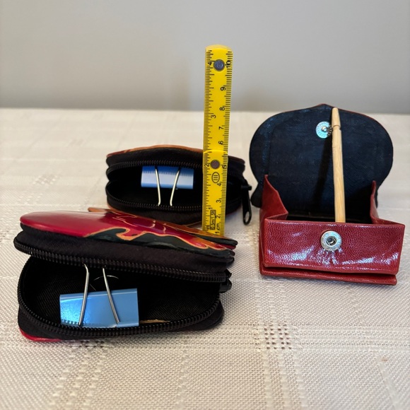 Lot of 3 Vintage BC Animal Face 3"x3" Coin Purse Genuine Leather - Picture 3 of 4